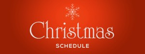 Working schedule during Christmas and New Year's holidays