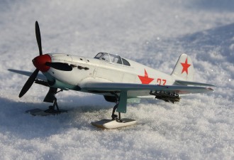 Scale model  Yak-1 Soviet fighter on skis
